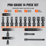 Tool Sockets: VEVOR 360 Degree Swivel Impact Sockets Set 14pcs 6-Point 3/8in Drive Socket Set