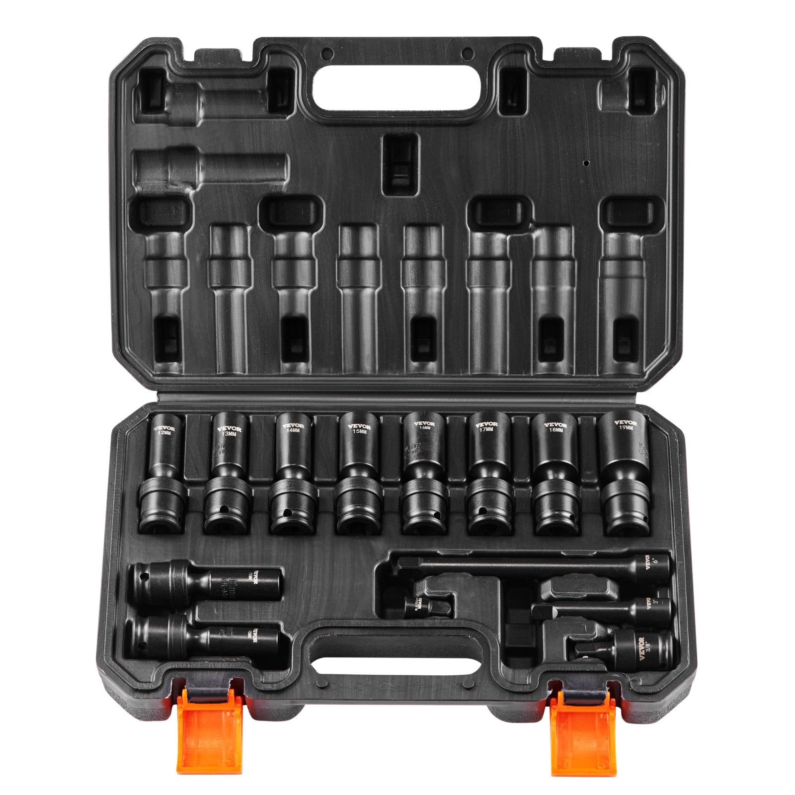 Tool Sockets: VEVOR 360 Degree Swivel Impact Sockets Set 14pcs 6-Point 3/8in Drive Socket Set