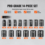 Tool Sockets: VEVOR 3/8" Drive Impact Socket Set, 14 Piece Shallow Socket Set Metric 7-20mm, 6 Point Cr-Mo Alloy Steel for Auto Repair, Easy-to-Read Size Markings, Rugged Construction, Includes Storage Case