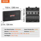 Tool Sockets: VEVOR 3/8" Drive Impact Socket Set, 15 Piece Deep Socket Set Metric 8-22mm, 6 Point Cr-Mo Alloy Steel for Auto Repair, Easy-to-Read Size Markings, Rugged Construction, Includes Storage Case