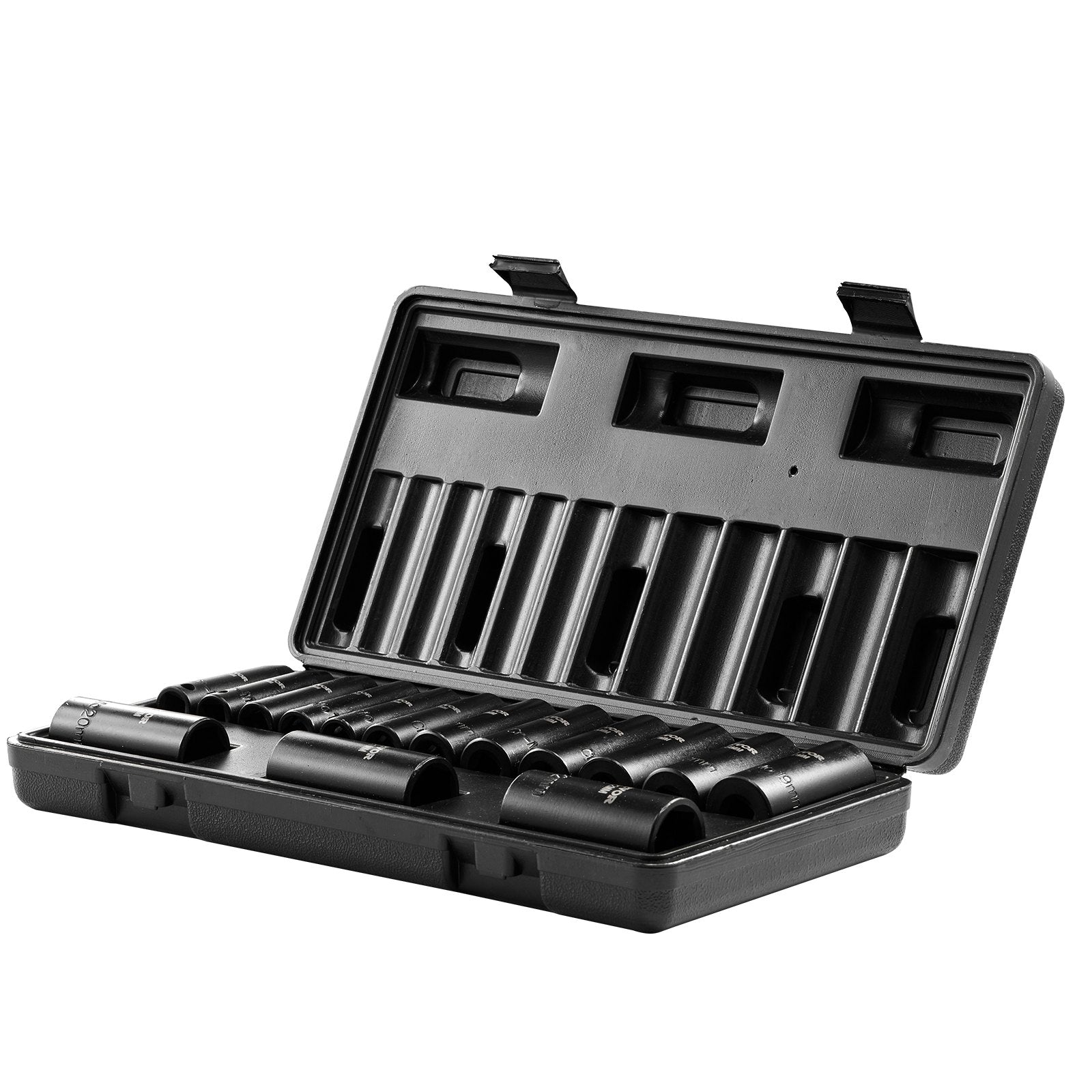 Tool Sockets: VEVOR 3/8" Drive Impact Socket Set, 15 Piece Deep Socket Set Metric 8-22mm, 6 Point Cr-Mo Alloy Steel for Auto Repair, Easy-to-Read Size Markings, Rugged Construction, Includes Storage Case