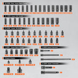 Tool Sockets: VEVOR Impact Sockets Set 130PCS 6-Point 3/8" & 1/2" Drive Bit Ratchet Tool Kit