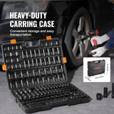 Tool Sockets: VEVOR Impact Sockets Set 130PCS 6-Point 3/8" & 1/2" Drive Bit Ratchet Tool Kit