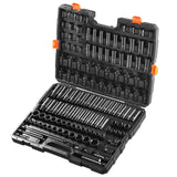 Tool Sockets: VEVOR Impact Sockets Set 130PCS 6-Point 3/8" & 1/2" Drive Bit Ratchet Tool Kit