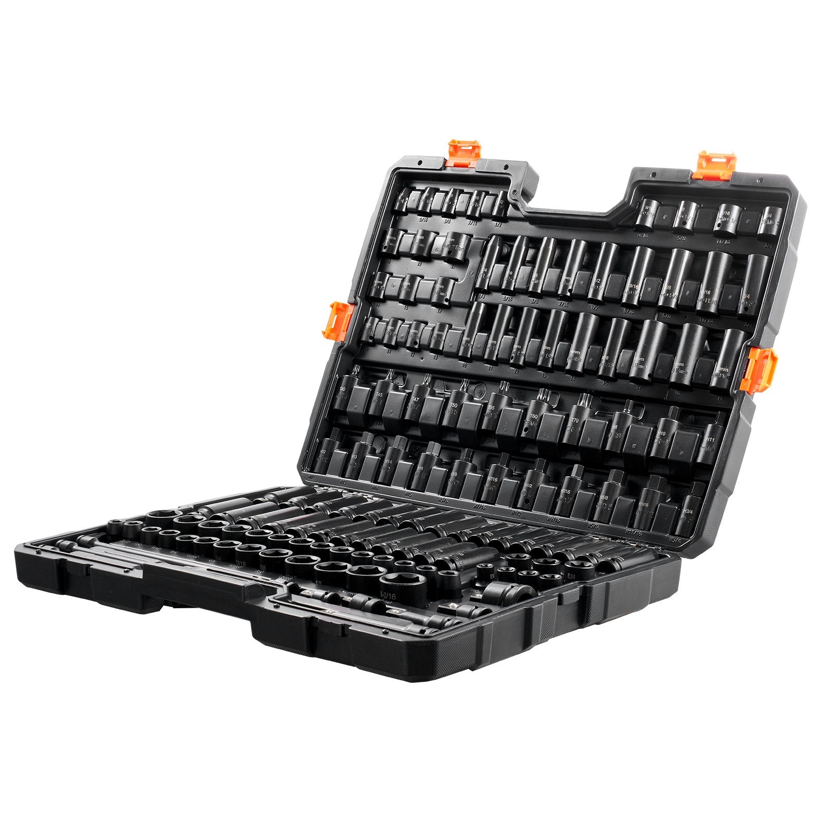Impact Sockets Set 130PCS 6-Point 3/8" & 1/2" Drive Bit Ratchet Tool Kit