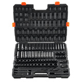 Tool Sockets: VEVOR Impact Sockets Set 130PCS 6-Point 3/8" & 1/2" Drive Bit Ratchet Tool Kit