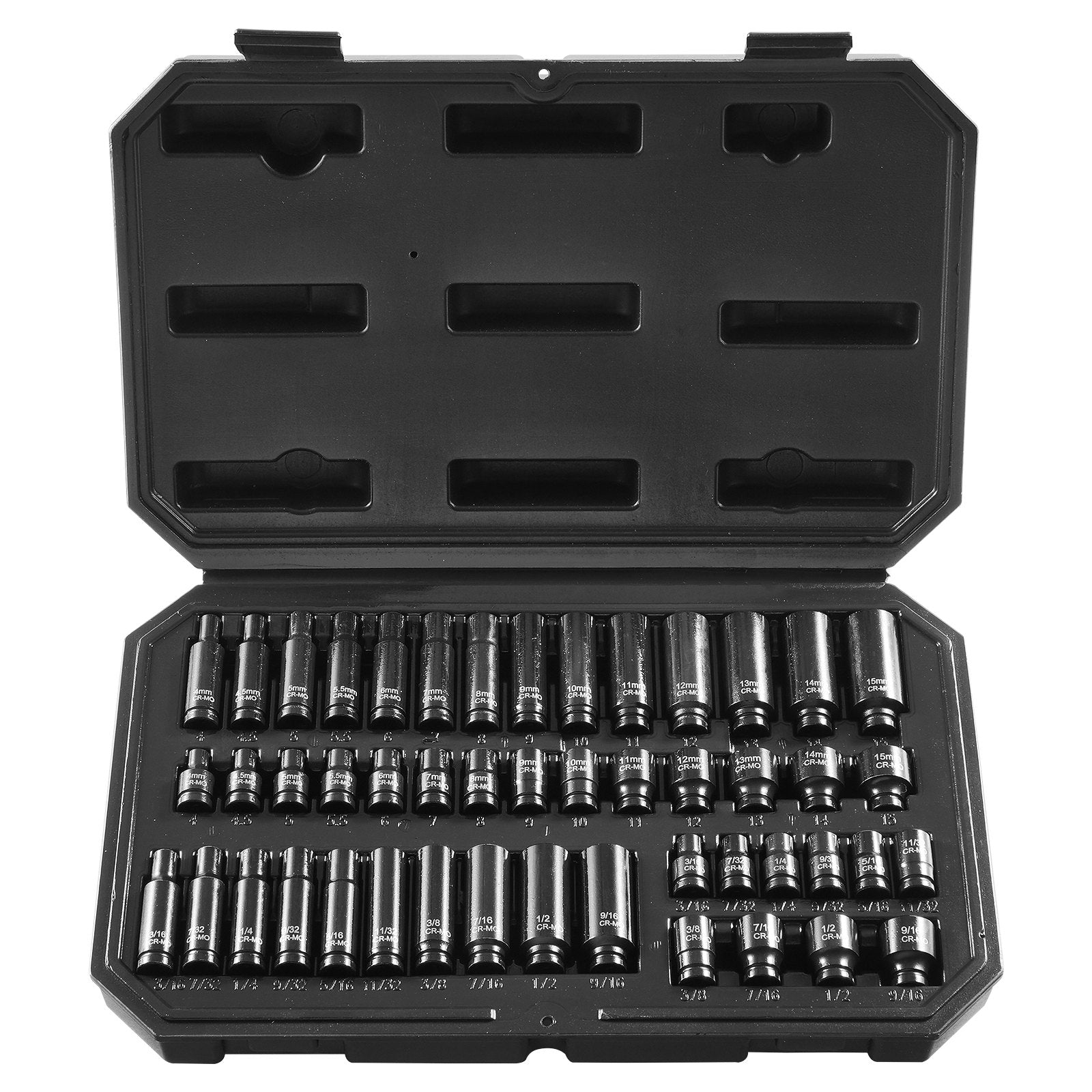 Tool Sockets: VEVOR Impact Sockets Set 48pcs 6-Point 1/4" Drive Bit Ratchet Tool Kit Case