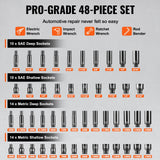 Tool Sockets: VEVOR Impact Sockets Set 48pcs 6-Point 1/4" Drive Bit Ratchet Tool Kit Case