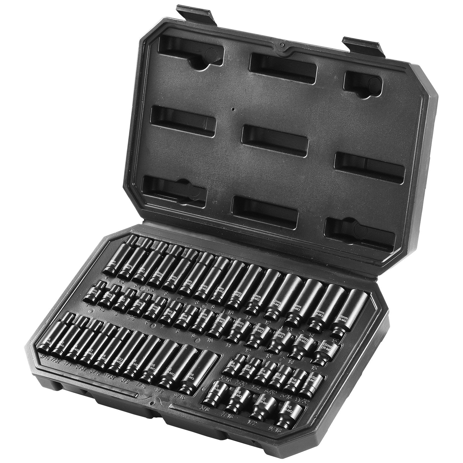 Tool Sockets: VEVOR Impact Sockets Set 48pcs 6-Point 1/4" Drive Bit Ratchet Tool Kit Case