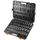 Tool Sockets: VEVOR Impact Sockets Set 59pcs 6-Point 3/8" & 1/2" Drive Bit Ratchet Tool Kit