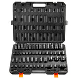 Tool Sockets: VEVOR Impact Sockets Set 59pcs 6-Point 3/8" & 1/2" Drive Bit Ratchet Tool Kit