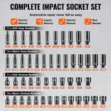 Tool Sockets: VEVOR 1/4" Drive Impact Socket Set, 55 Piece Deep & Shallow Socket Set SAE 5/32"-9/16" and Metric 4-15mm, 6 Point CR-V Alloy Steel for Auto Repair, Easy-to-Read Size Markings, Storage Case