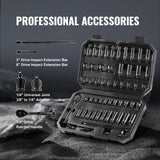 Tool Sockets: VEVOR 1/4" Drive Impact Socket Set, 55 Piece Deep & Shallow Socket Set SAE 5/32"-9/16" and Metric 4-15mm, 6 Point CR-V Alloy Steel for Auto Repair, Easy-to-Read Size Markings, Storage Case