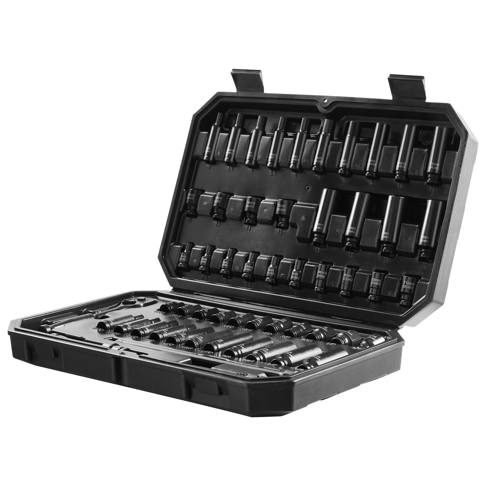 Tool Sockets: VEVOR 1/4" Drive Impact Socket Set, 55 Piece Deep & Shallow Socket Set SAE 5/32"-9/16" and Metric 4-15mm, 6 Point CR-V Alloy Steel for Auto Repair, Easy-to-Read Size Markings, Storage Case
