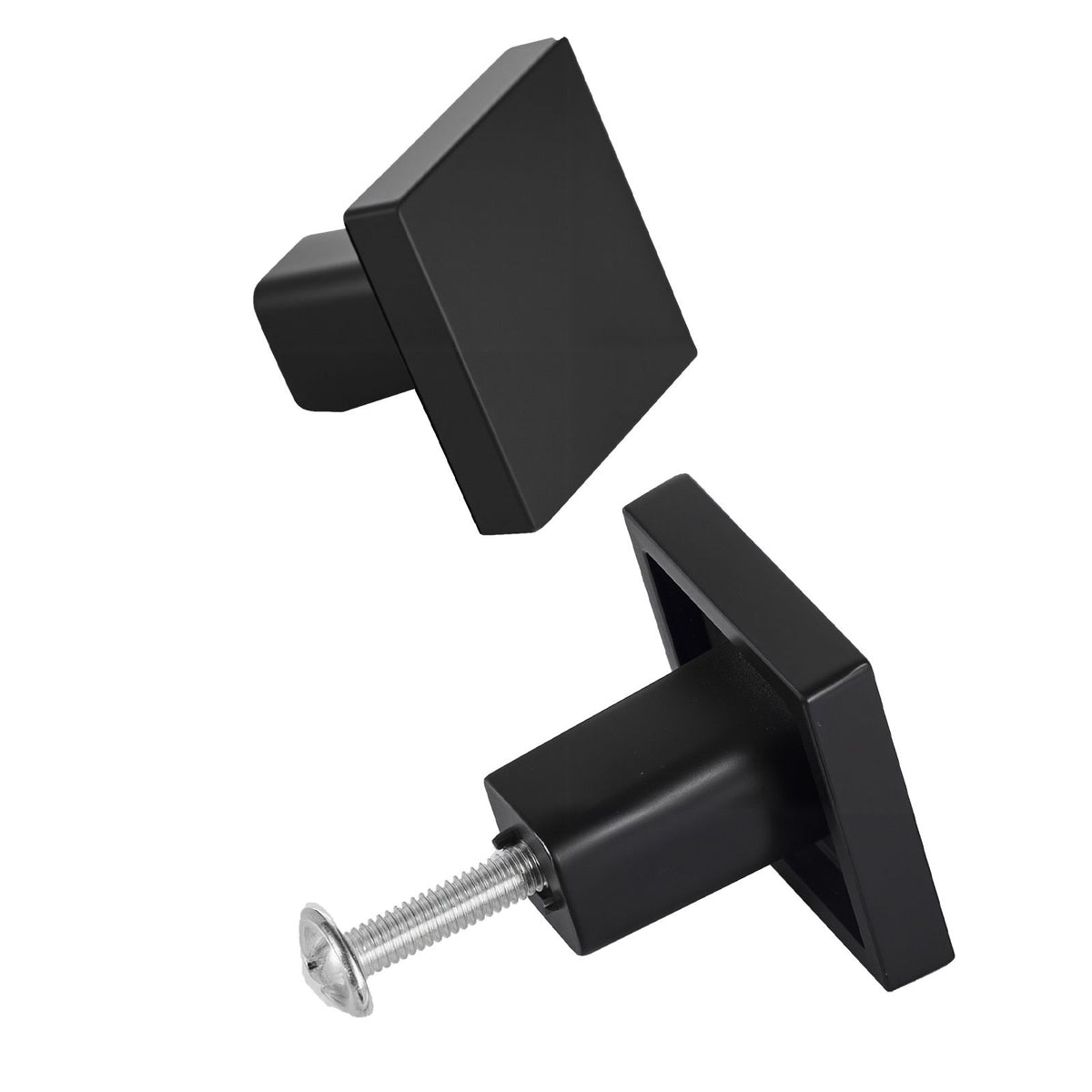 Cabinet Knobs, 10 Pack, 30 mm Black Zinc Alloy Drawer Pulls & Door Handles, Square Kitchen Solid Knobs Dresser Handles, Cupboard Hardware with Screws for Kitchen Bathroom Closet Cabinets Drawers