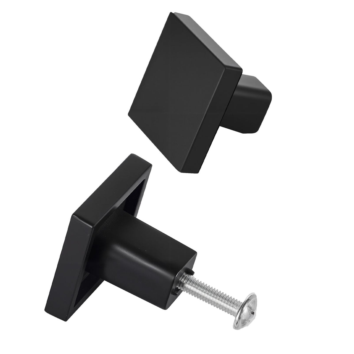 Cabinet Knobs, 10 Pack, 30 mm Black Zinc Alloy Drawer Pulls & Door Handles, Square Kitchen Solid Knobs Dresser Handles, Cupboard Hardware with Screws for Kitchen Bathroom Closet Cabinets Drawers