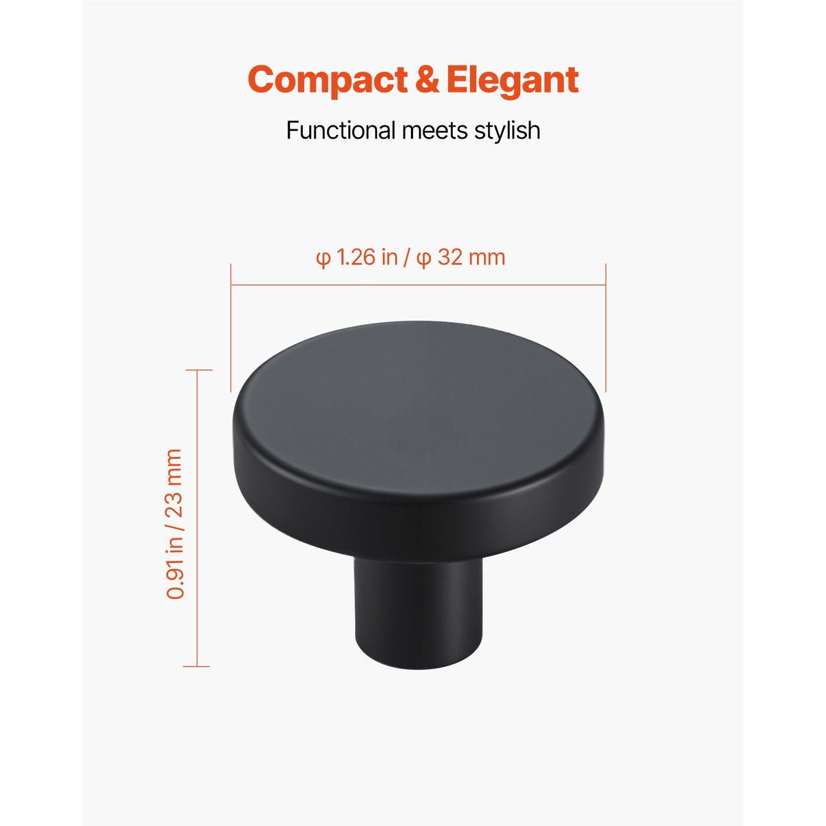Cabinet Knobs, 10 Pack, 32 mm Black Zinc Alloy Drawer Pulls & Door Handles, Mushroom Kitchen Solid Knobs Dresser Handles, Cupboard Hardware with Screws for Bathroom Closet Cabinets and Drawers