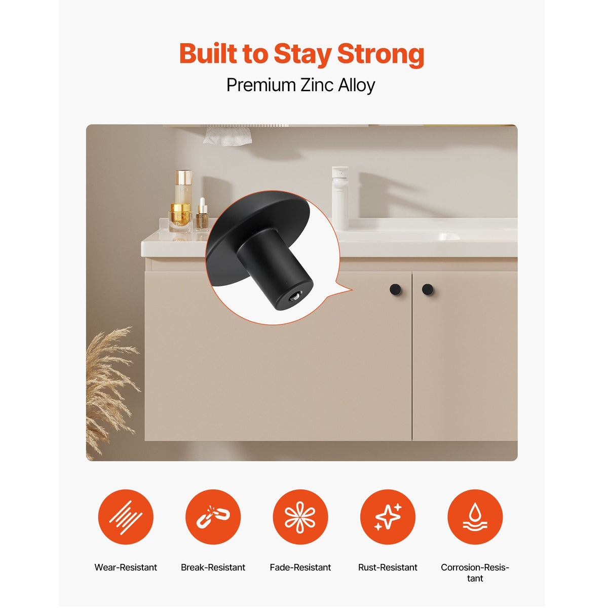 Cabinet Knobs, 10 Pack, 32 mm Black Zinc Alloy Drawer Pulls & Door Handles, Mushroom Kitchen Solid Knobs Dresser Handles, Cupboard Hardware with Screws for Bathroom Closet Cabinets and Drawers