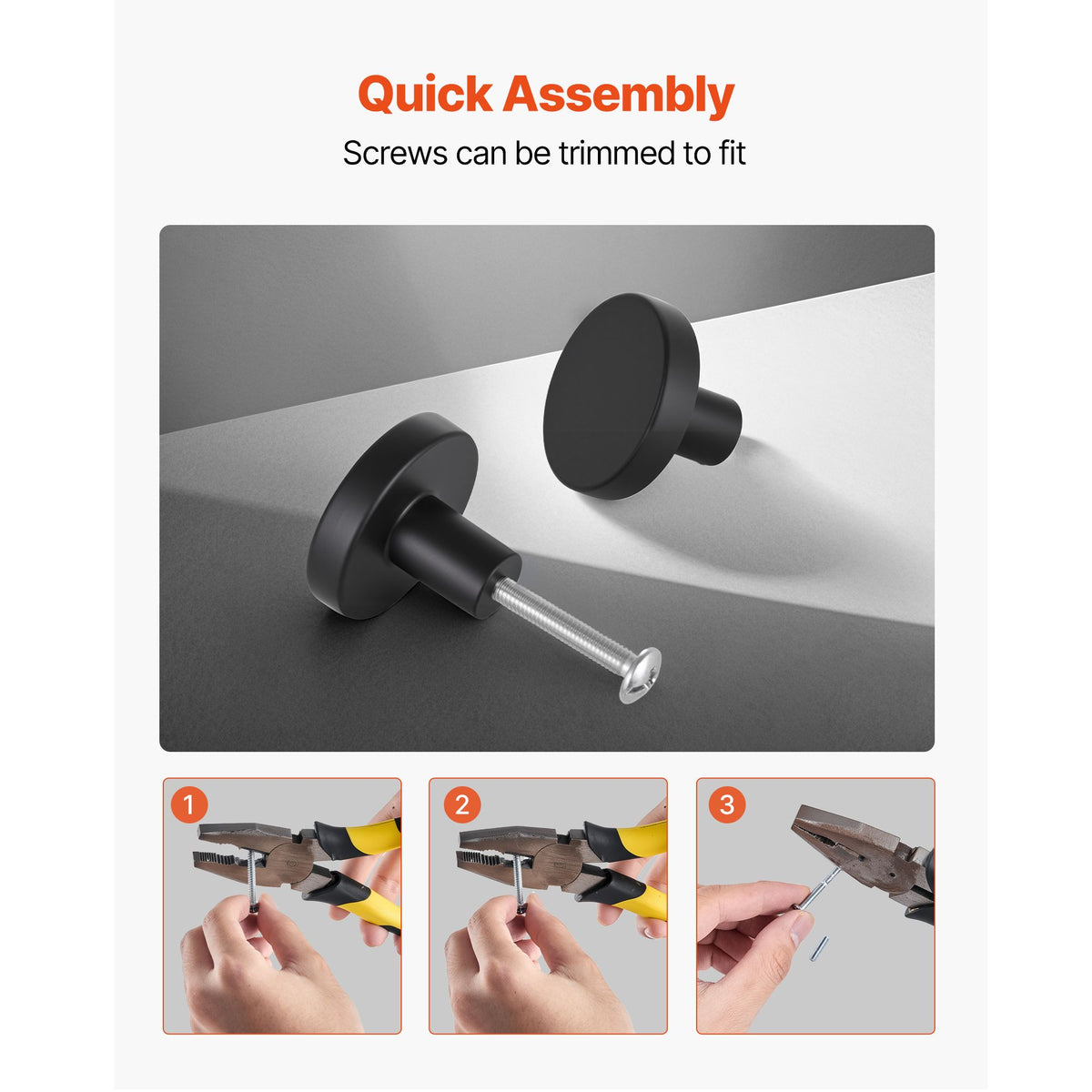 Cabinet Knobs, 10 Pack, 32 mm Black Zinc Alloy Drawer Pulls & Door Handles, Mushroom Kitchen Solid Knobs Dresser Handles, Cupboard Hardware with Screws for Bathroom Closet Cabinets and Drawers