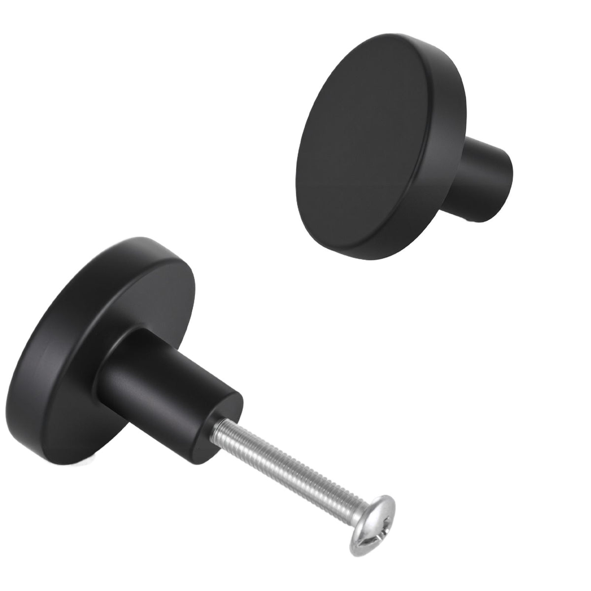 Cabinet Knobs, 10 Pack, 32 mm Black Zinc Alloy Drawer Pulls & Door Handles, Mushroom Kitchen Solid Knobs Dresser Handles, Cupboard Hardware with Screws for Bathroom Closet Cabinets and Drawers