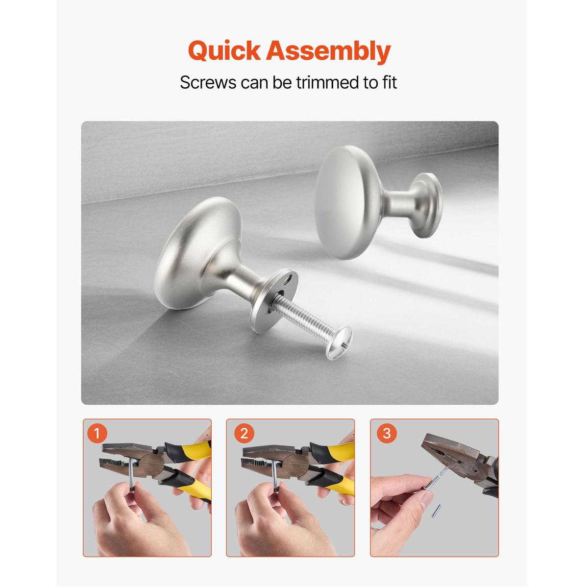 Cabinet Knobs, 25 Pack, 28 mm Zinc Alloy Drawer Pulls Door Handles, Mushroom Kitchen Solid Knobs Dresser Handles, Cupboard Hardware with Screws for Bathroom Closet Cabinets Drawers, Nickel Color