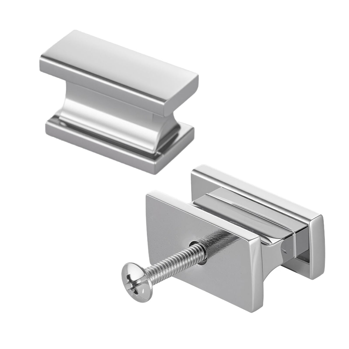 Cabinet Knobs, 10 Pack, 36 mm Zinc Alloy Drawer Pulls Door Handles, Rectangular Kitchen Dresser Solid Knobs, Cupboard Hardware with Screws for Bathroom Closet Cabinets Drawers, Chrome Color