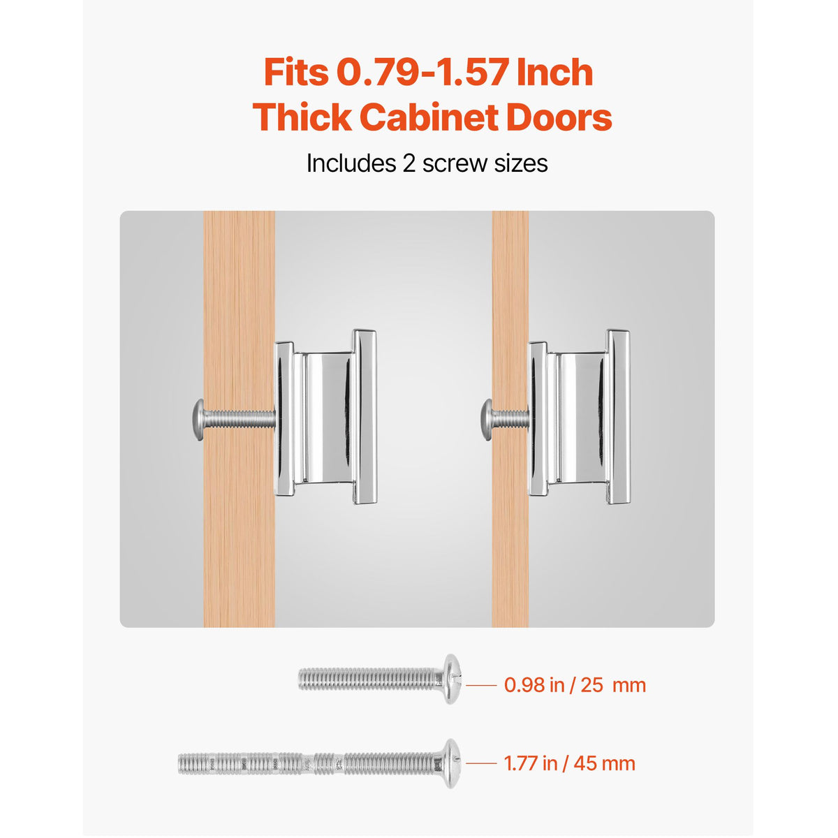 Cabinet Knobs, 10 Pack, 36 mm Zinc Alloy Drawer Pulls Door Handles, Rectangular Kitchen Dresser Solid Knobs, Cupboard Hardware with Screws for Bathroom Closet Cabinets Drawers, Chrome Color