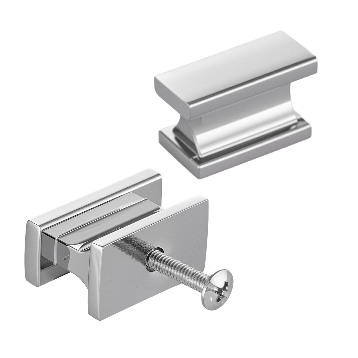 Cabinet Knobs, 10 Pack, 36 mm Zinc Alloy Drawer Pulls Door Handles, Rectangular Kitchen Dresser Solid Knobs, Cupboard Hardware with Screws for Bathroom Closet Cabinets Drawers, Chrome Color