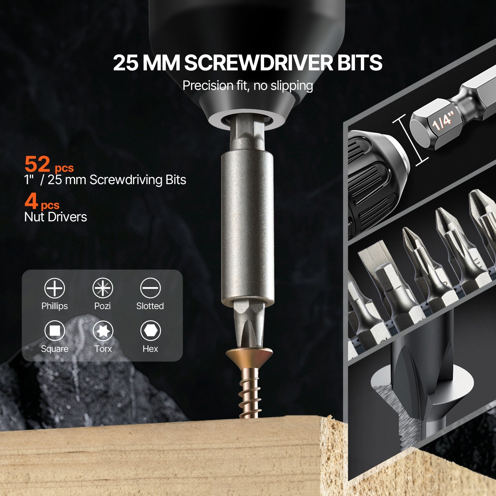 Power Drills & Accessories: VEVOR Drill Bit Set 100PCS Screwdriver Bit Set with Carrying Case Multi-purpose