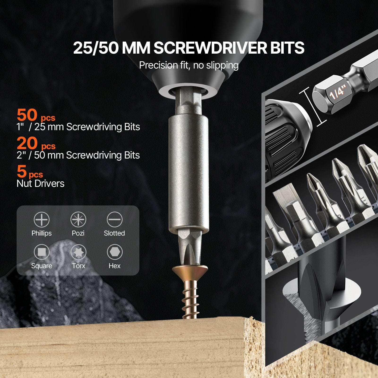 Power Drills & Accessories: VEVOR Drill Bit Set 101PCS Screwdriver Bit Set with Carrying Case Multi-purpose