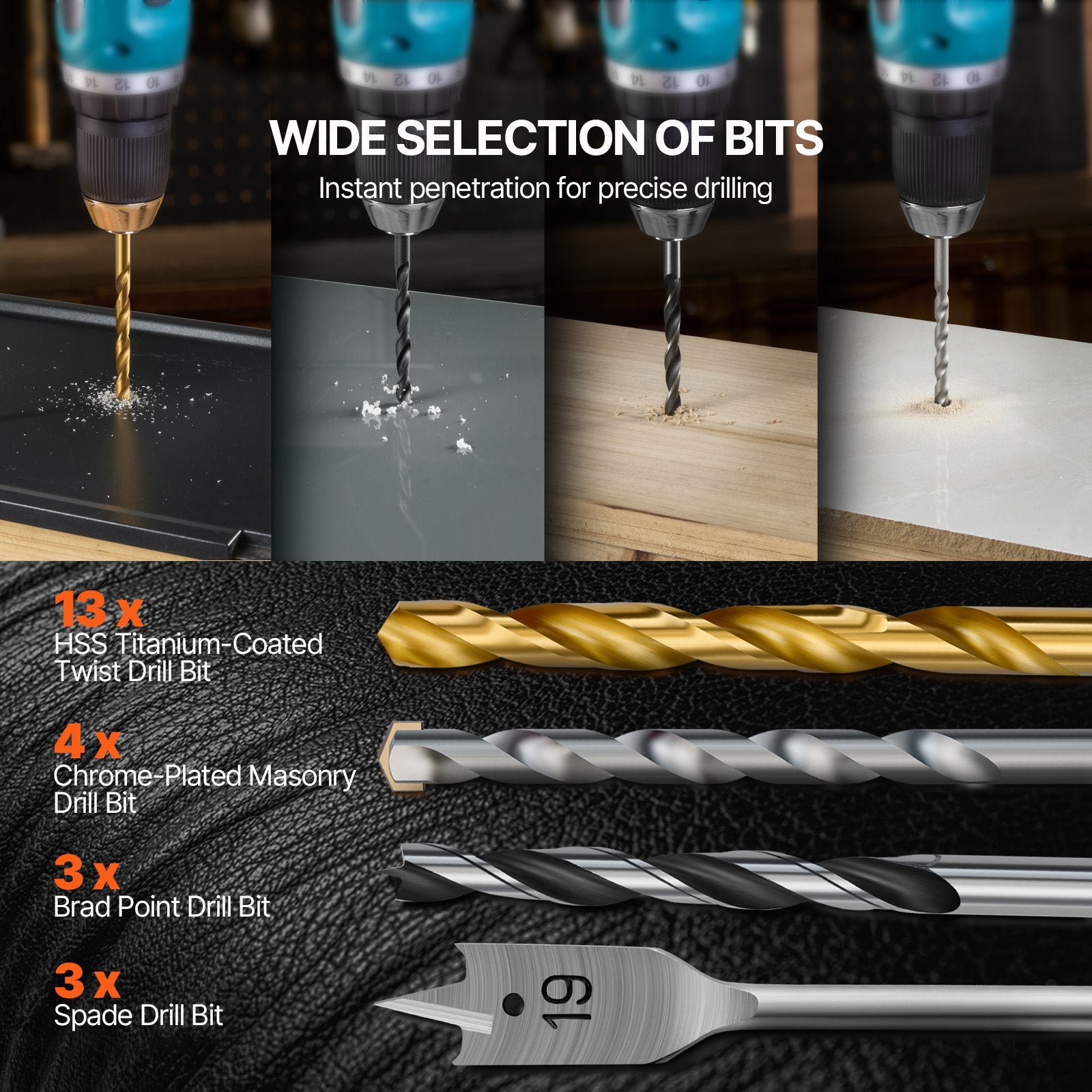 Power Drills & Accessories: VEVOR Drill Bit Set 70 PCS Screwdriver Bit Set with Carrying Case Multi-purpose