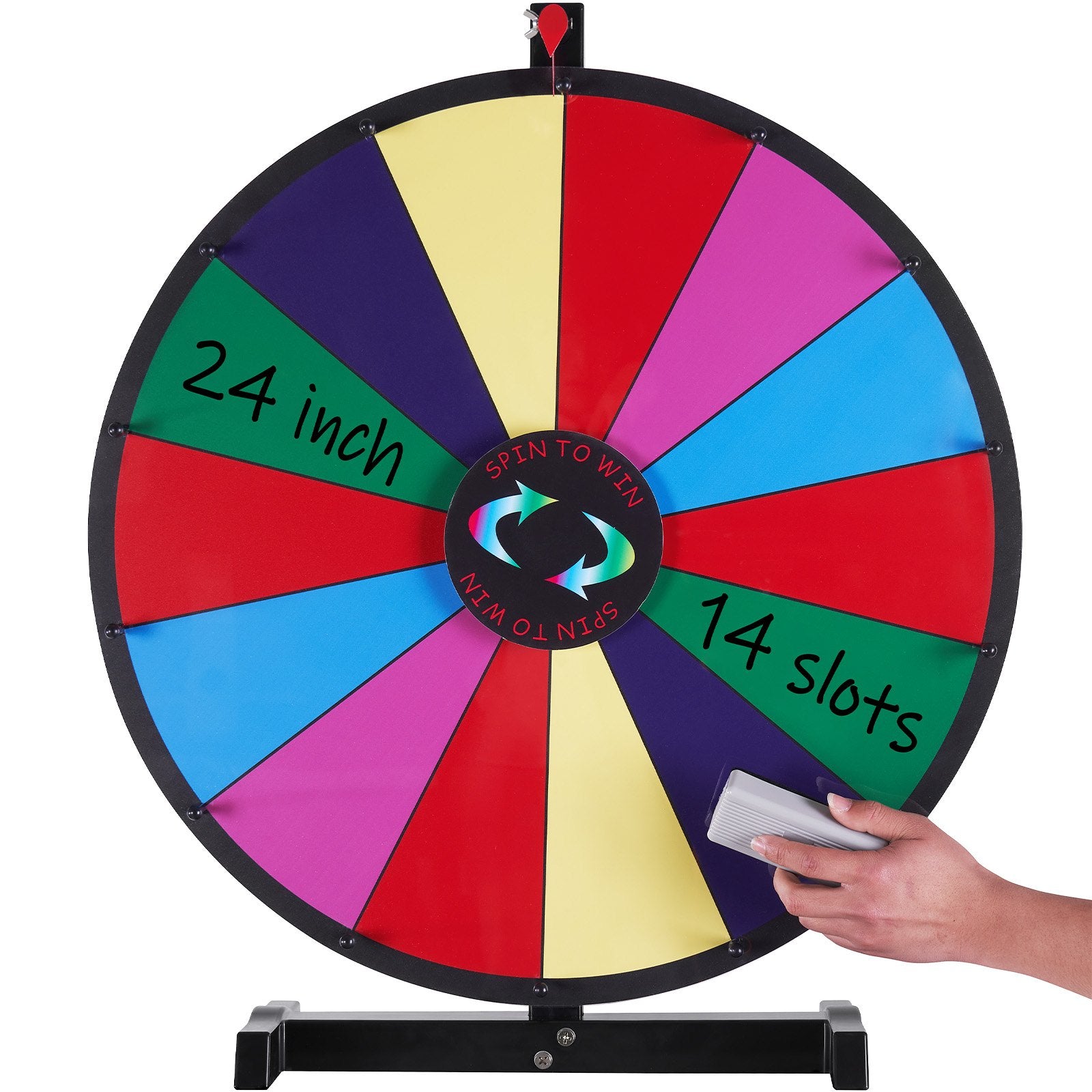 Board Games: VEVOR 24 inch Spinning Prize Wheel, 14 Slots Tabletop Spinner, Heavy Duty Roulette Wheel with a Dry Erase and 2 Markers, Win Fortune Spin Games in Party Pub Trade Show Carnival