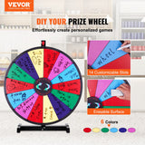 Board Games: VEVOR 24 inch Spinning Prize Wheel, 14 Slots Tabletop Spinner, Heavy Duty Roulette Wheel with a Dry Erase and 2 Markers, Win Fortune Spin Games in Party Pub Trade Show Carnival