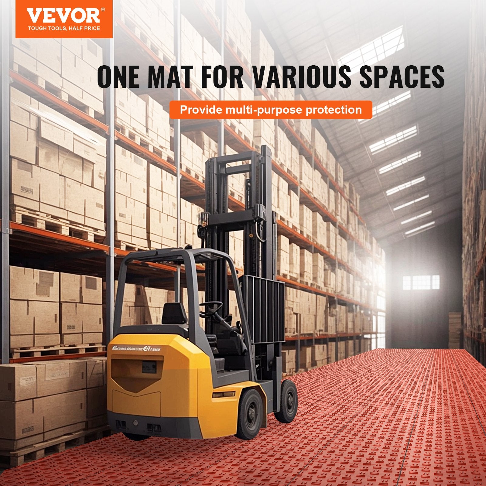 Automotive Decor: VEVOR Garage Tiles Interlocking, 12 x 12 x 0.53 inch 25 Pack Garage Floor Covering Tiles, Non-Slip Double-Sided Texture Garage Flooring Tiles, for Garages, Basements, Repair Shops, Red