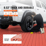 Automotive Decor: VEVOR Garage Tiles Interlocking, 12 x 12 x 0.53 inch 25 Pack Garage Floor Covering Tiles, Non-Slip Double-Sided Texture Garage Flooring Tiles, for Garages, Basements, Repair Shops, Red