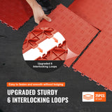 Automotive Decor: VEVOR Garage Tiles Interlocking, 12 x 12 x 0.53 inch 25 Pack Garage Floor Covering Tiles, Non-Slip Double-Sided Texture Garage Flooring Tiles, for Garages, Basements, Repair Shops, Red
