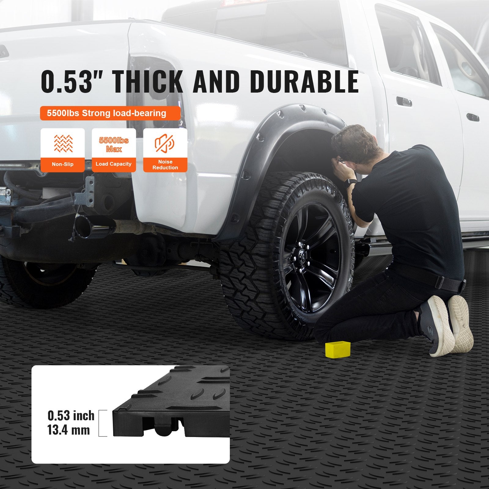 Automotive Repair & Speciality Tools: VEVOR Garage Tiles Interlocking, 12 x 12 x 0.53 inch 25 Pack Garage Floor Covering Tiles, Non-Slip Double-Sided Texture Garage Flooring Tiles, for Garages, Basements, Repair Shops, Black