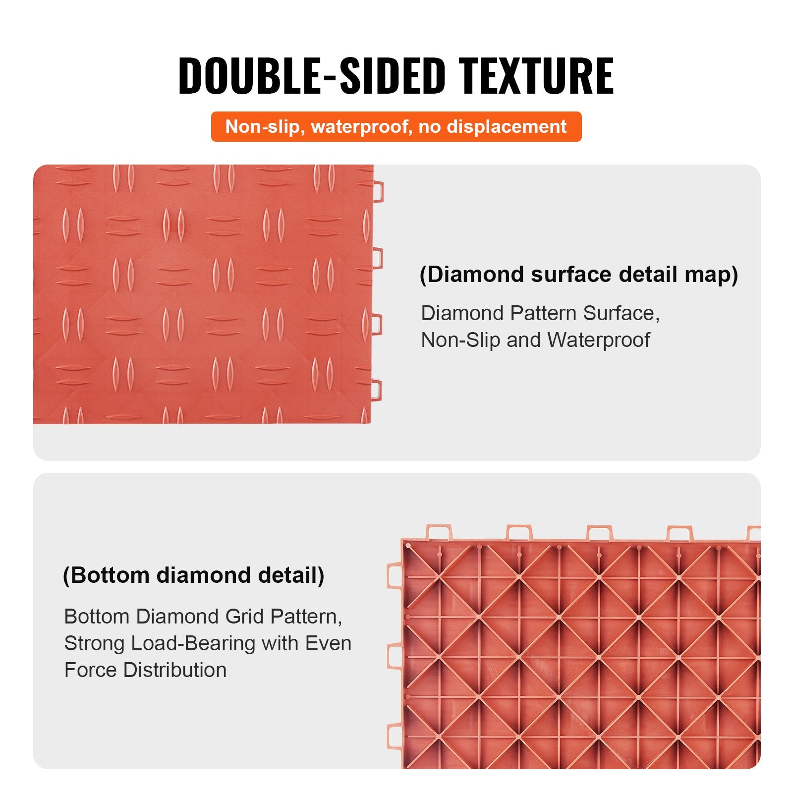 Automotive Decor: VEVOR Garage Tiles Interlocking 12x12 in 50 Pack Garage Flooring Tiles Red