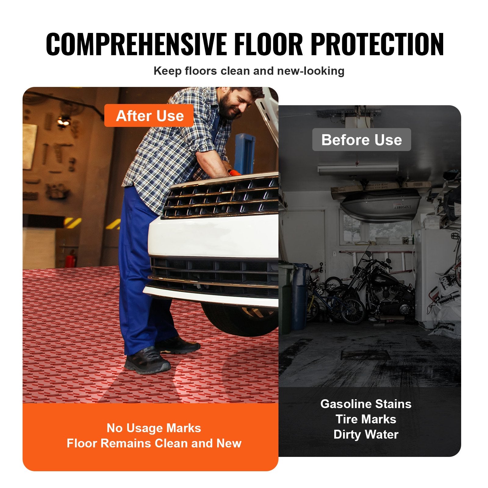 Automotive Decor: VEVOR Garage Tiles Interlocking 12x12 in 50 Pack Garage Flooring Tiles Red