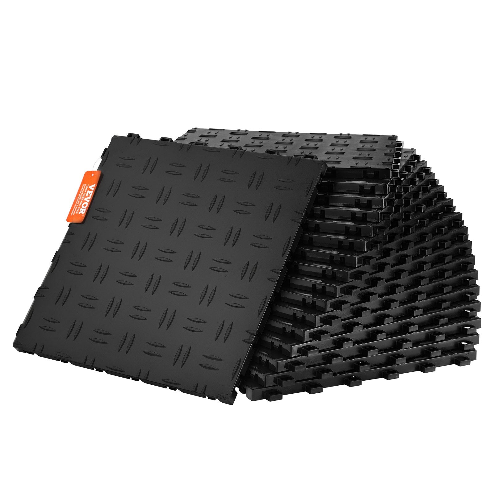 Automotive Repair & Speciality Tools: VEVOR Garage Tiles Interlocking, 12 x 12 x 0.53 inch 50 Pack Garage Floor Covering Tiles, Non-Slip Double-Sided Texture Garage Flooring Tiles, for Garages, Basements, Repair Shops, Black