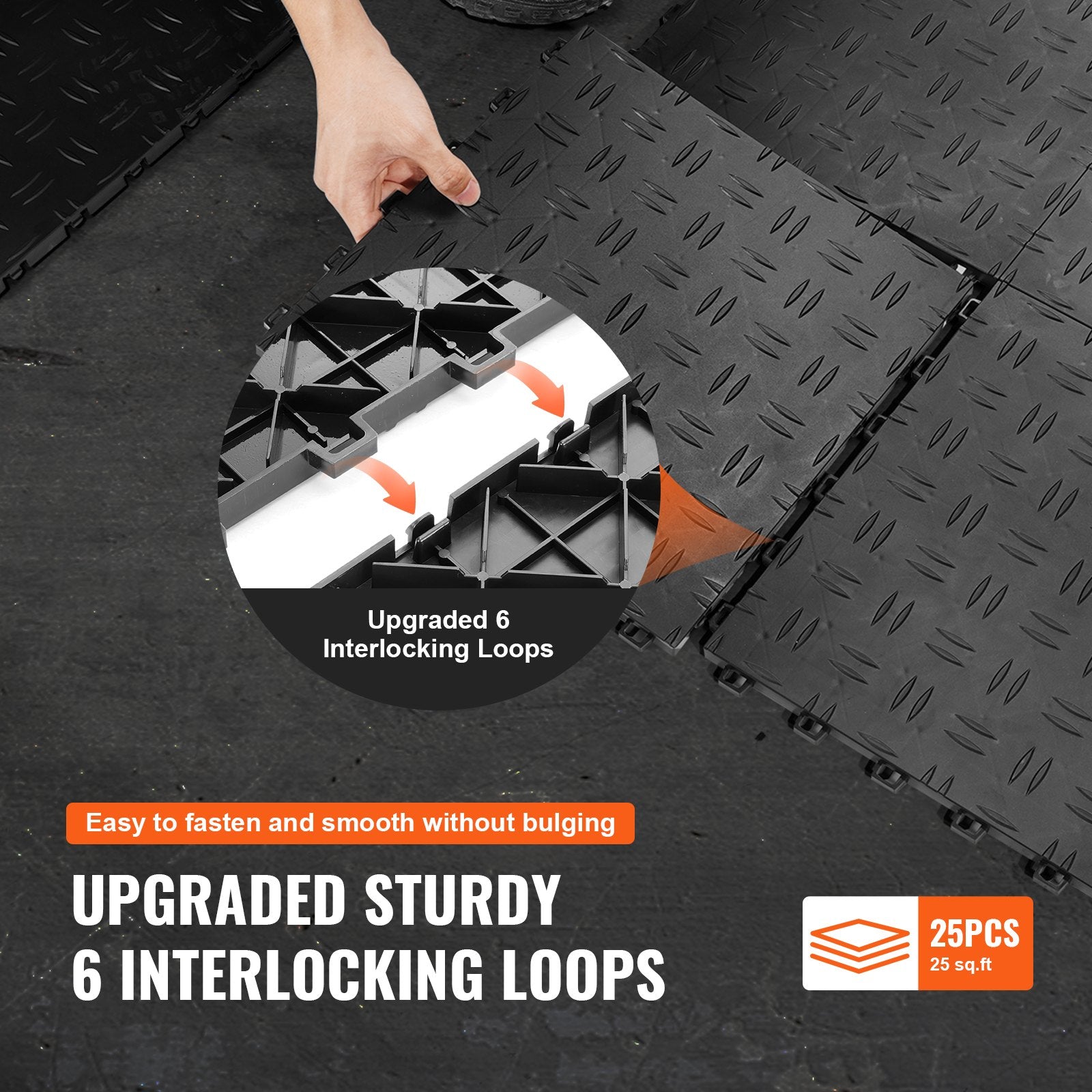 Automotive Repair & Speciality Tools: VEVOR Garage Tiles Interlocking, 12 x 12 x 0.53 inch 50 Pack Garage Floor Covering Tiles, Non-Slip Double-Sided Texture Garage Flooring Tiles, for Garages, Basements, Repair Shops, Black
