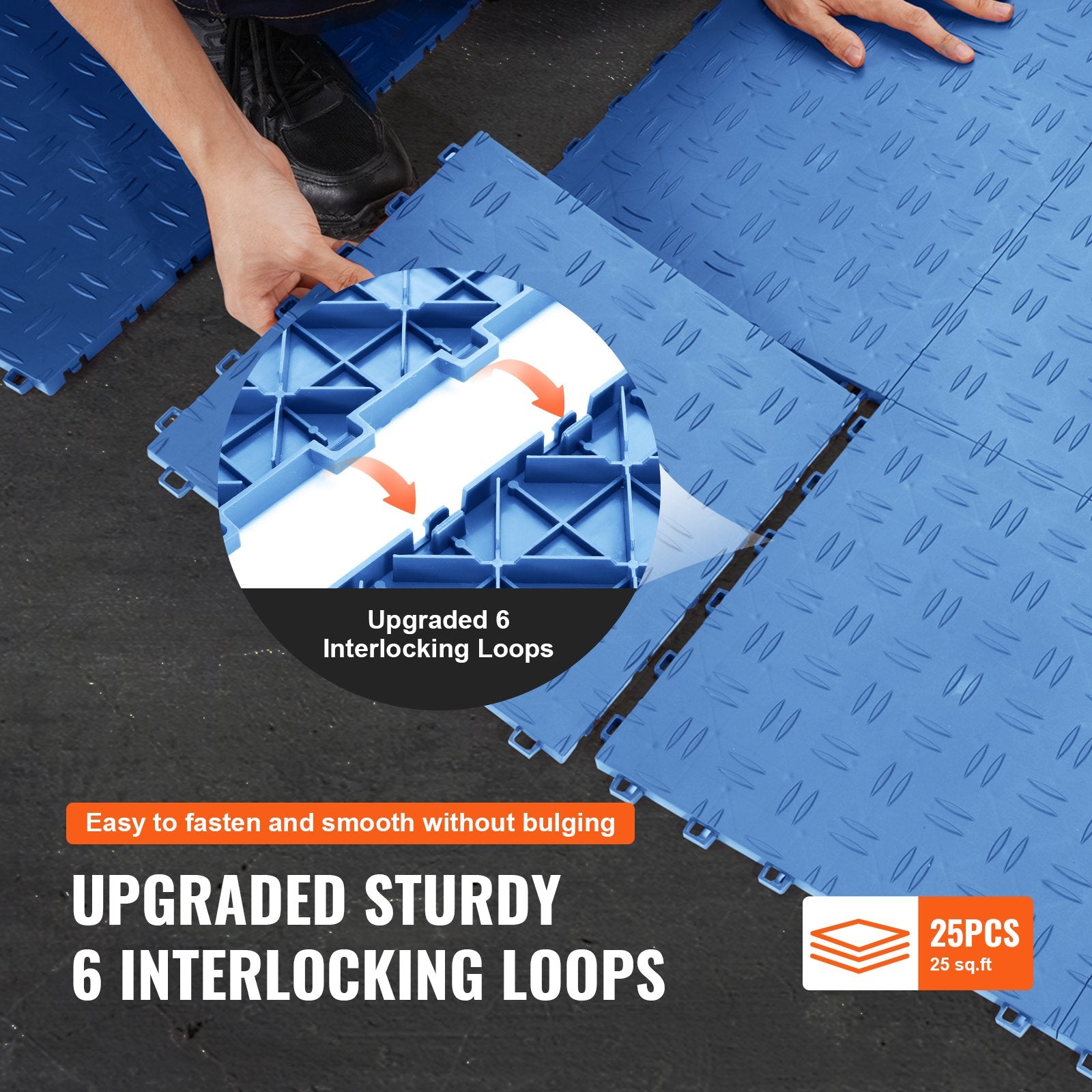 Automotive Repair & Speciality Tools: VEVOR Garage Tiles Interlocking 12x12 in 25 Pack Garage Flooring Tiles Blue