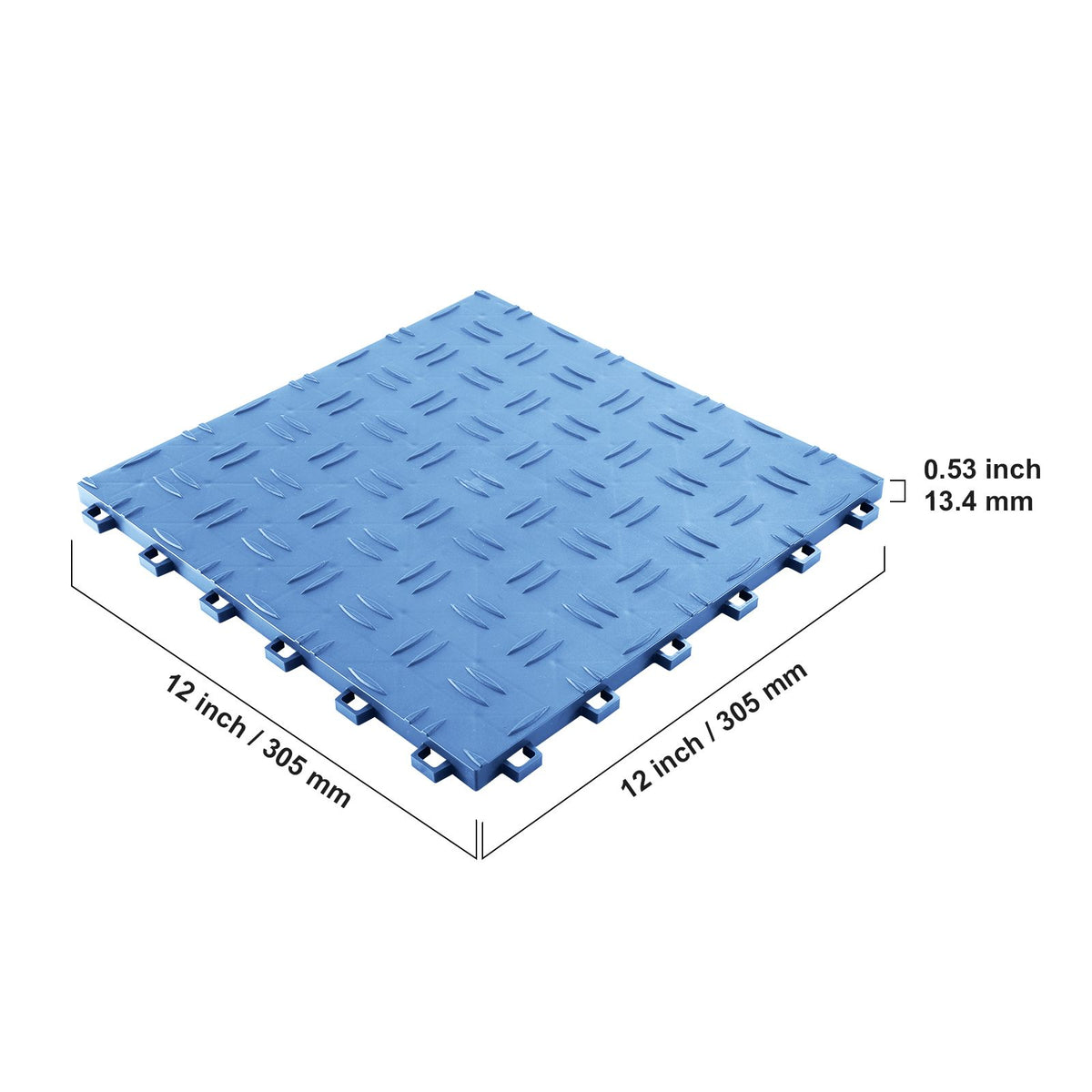 Garage Tiles Interlocking, 305 x 305 x 13.4 mm 50 Pack Garage Floor Covering Tiles, Non-Slip Double-Sided Texture Garage Flooring Tiles, for Garages, Basements, Repair Shops, Blue