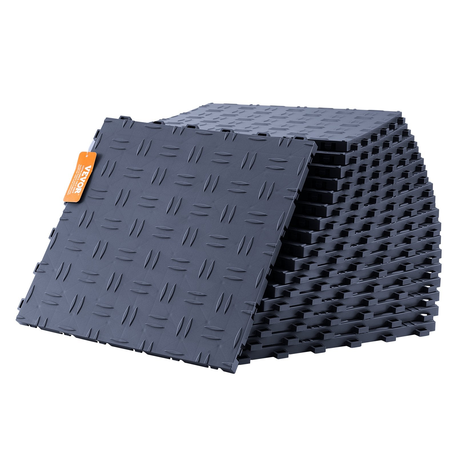 Automotive Decor: VEVOR Garage Tiles Interlocking, 12 x 12 x 0.53 inch 25 Pack Garage Floor Covering Tiles, Non-Slip Double-Sided Texture Garage Flooring Tiles, for Garages, Basements, Repair Shops, Graphite Gray