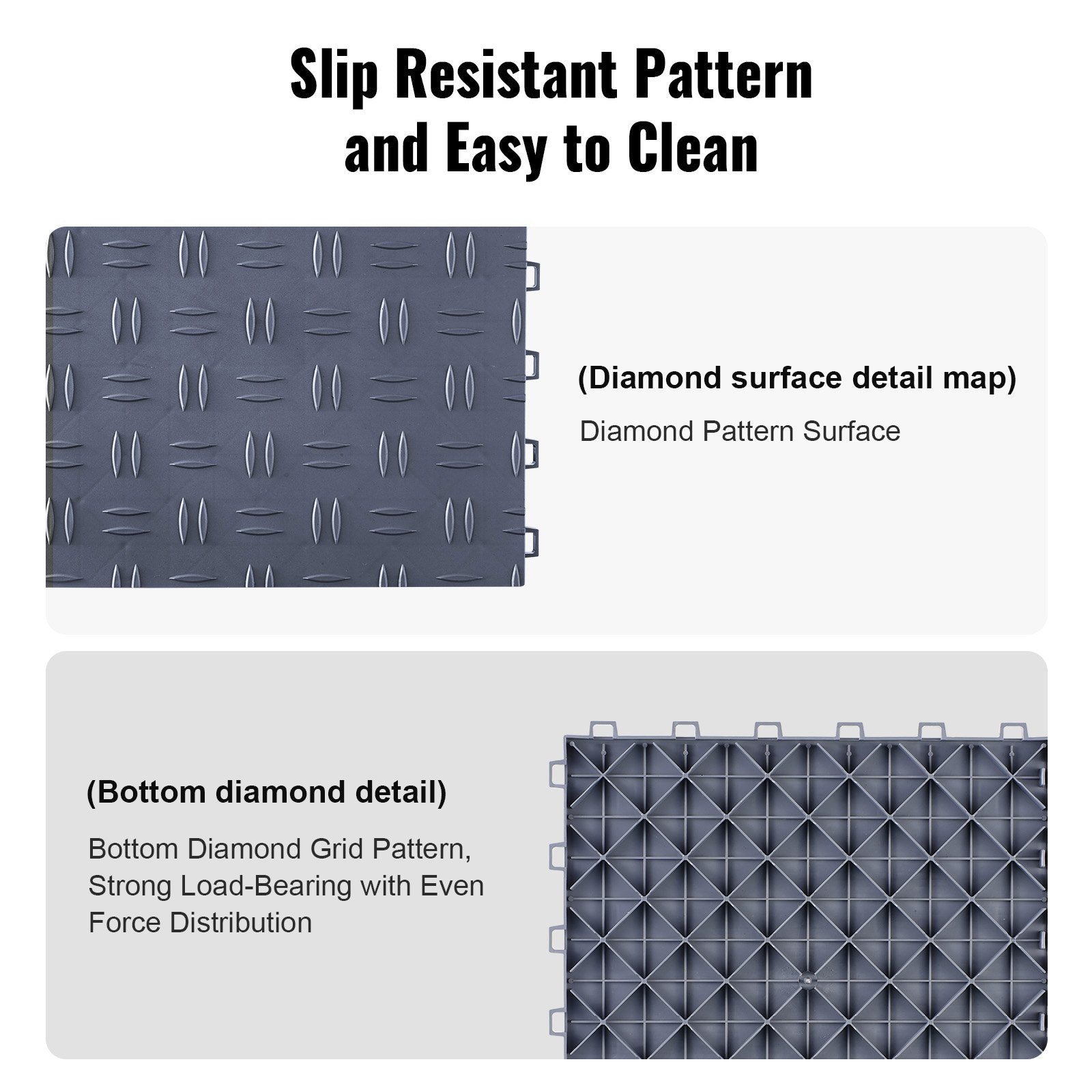 Automotive Decor: VEVOR Garage Tiles Interlocking, 12 x 12 x 0.53 inch 25 Pack Garage Floor Covering Tiles, Non-Slip Double-Sided Texture Garage Flooring Tiles, for Garages, Basements, Repair Shops, Graphite Gray