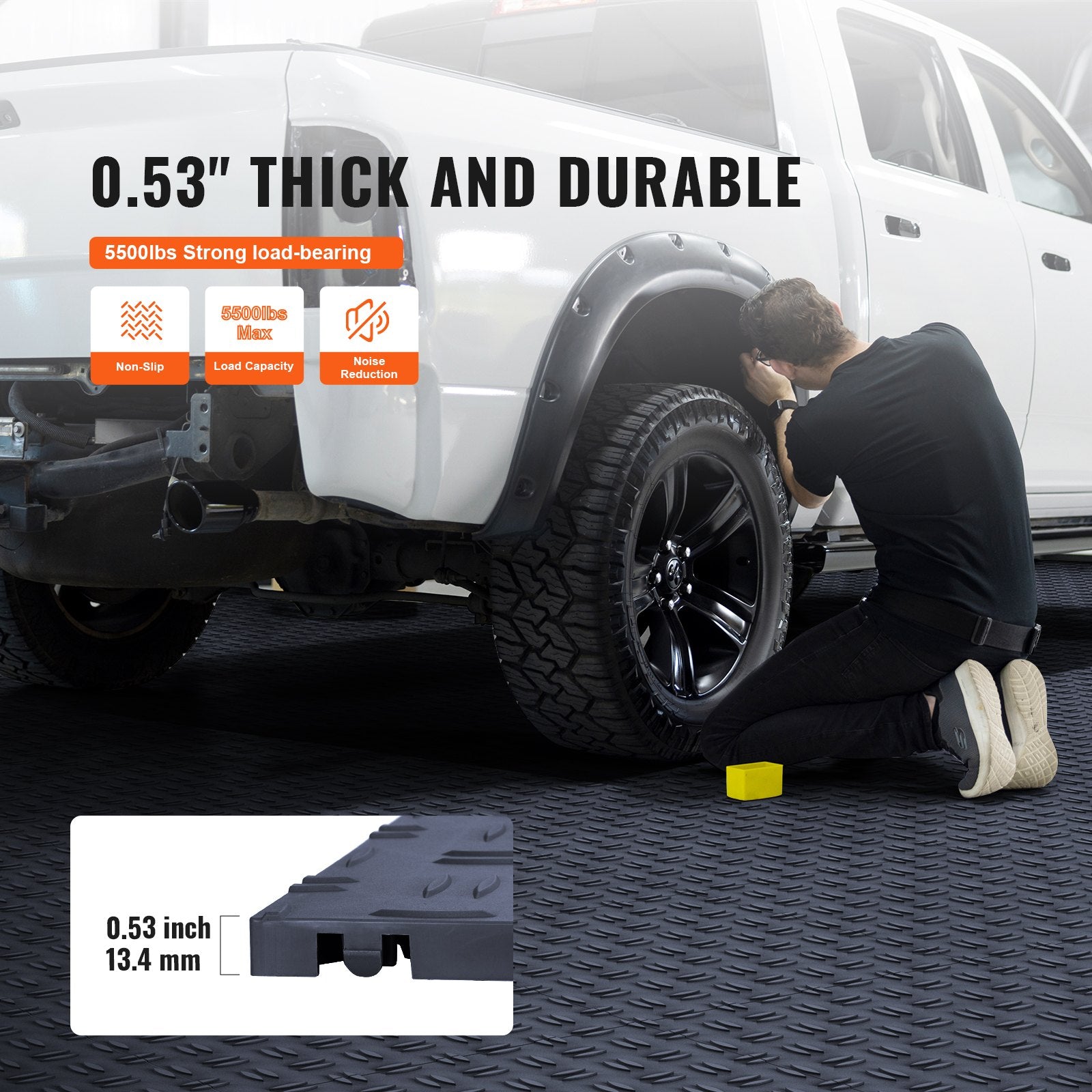 Automotive Decor: VEVOR Garage Tiles Interlocking, 12 x 12 x 0.53 inch 50 Pack Garage Floor Covering Tiles, Non-Slip Double-Sided Texture Garage Flooring Tiles, for Garages, Basements, Repair Shops, Graphite Gray