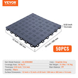 Automotive Decor: VEVOR Garage Tiles Interlocking, 12 x 12 x 0.53 inch 50 Pack Garage Floor Covering Tiles, Non-Slip Double-Sided Texture Garage Flooring Tiles, for Garages, Basements, Repair Shops, Graphite Gray