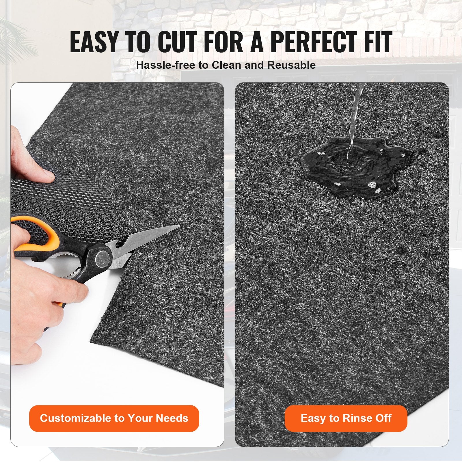 Garage Floor Mat, 2.3 x 5.79 M Waterproof Protection from Water,Snow, Rain,Mud and Oil for Cars, Non-slip Heavy Duty Containment Mat with TPE Anti-Leak Backing & Easy to Clean & Cuttable