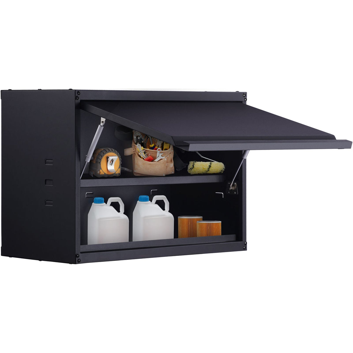 Metal Storage Cabinet, 54.4 kg Load Capacity per Shelf, 50.8 cm Tall Wall-Mounted Powder-Coating Steel Garage Cabinet with Adjustable Shelf, Press to Lock & Open Door, Perfect for Office Home Garage