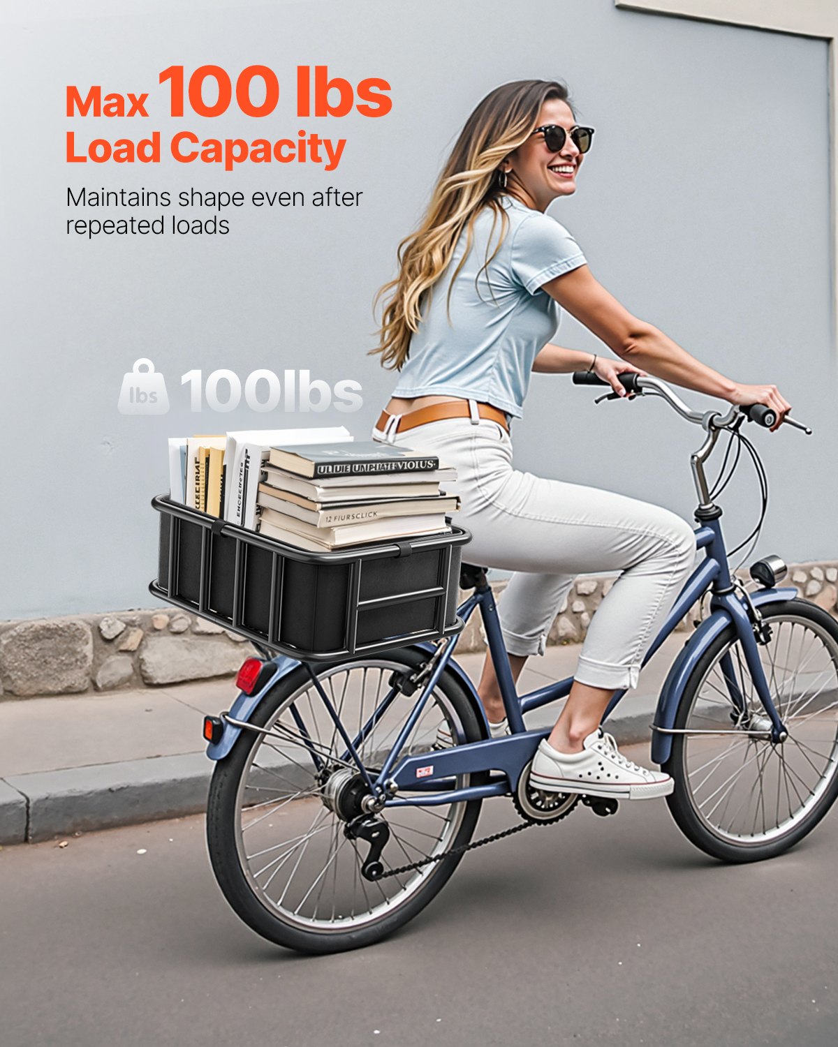 Bicycle Stands & Storage: VEVOR Rear Bike Basket Large Bicycle Basket with Cargo Net Rainproof Cover Liner